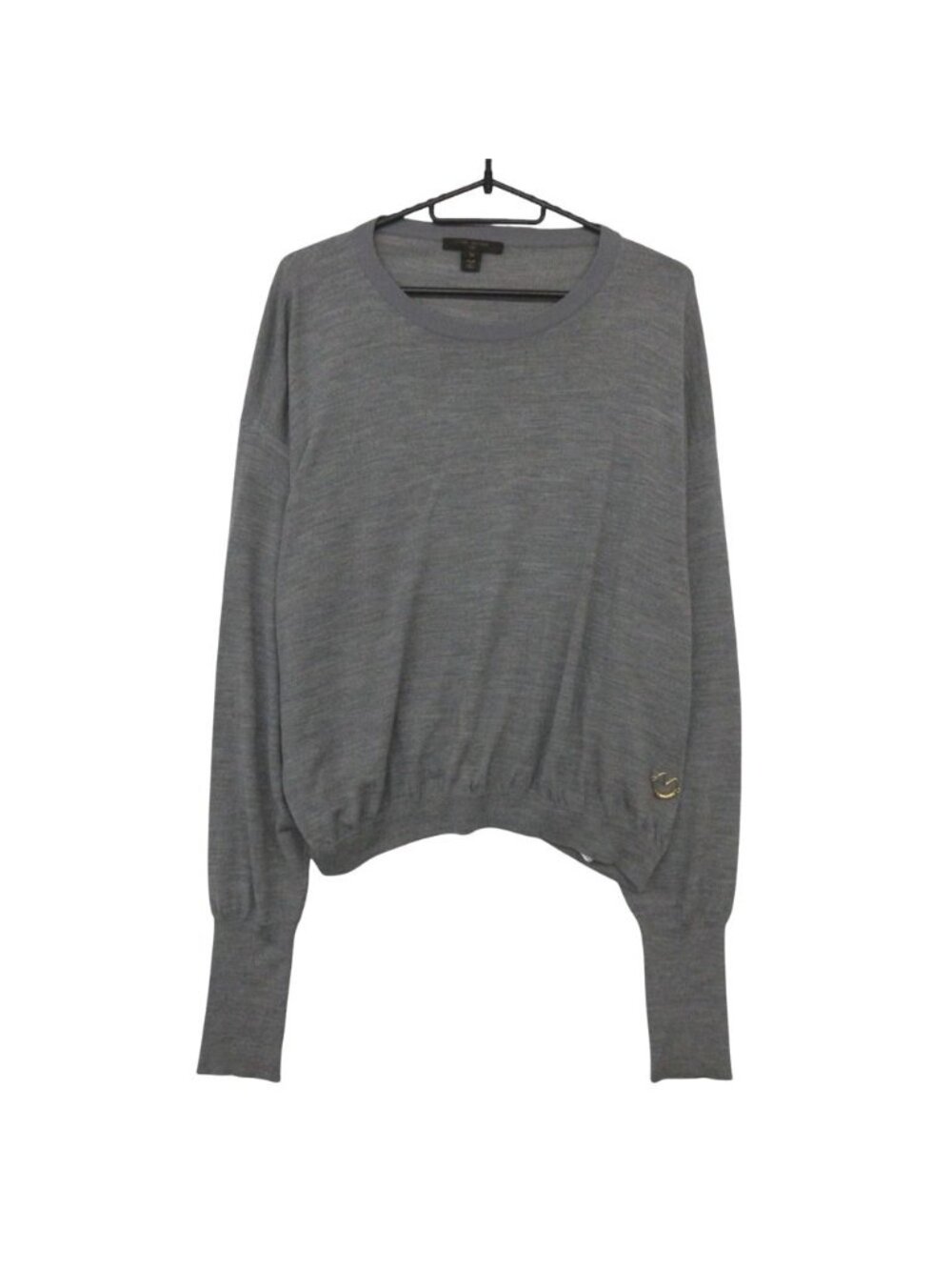 Louis Vuitton Knit Wool Inside Out Dolman Sweater Logo Top Gray MM